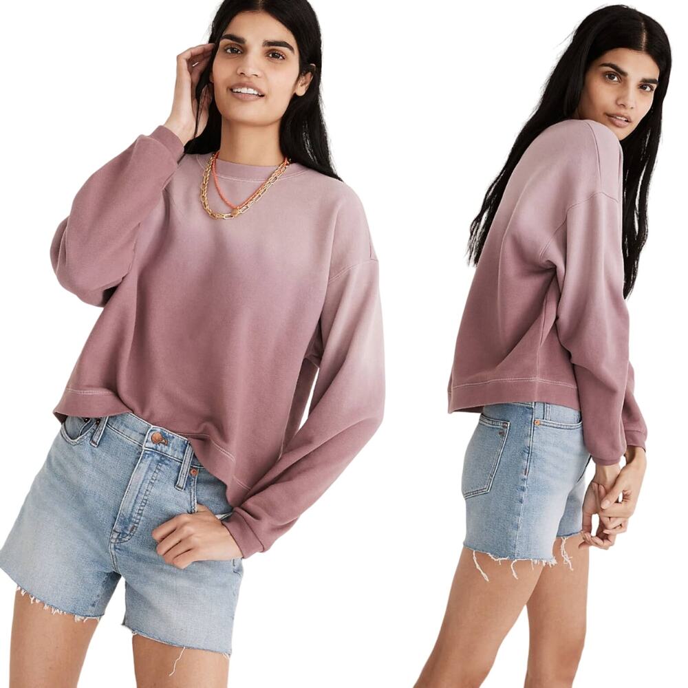 Madewell Dip-Dye (Re)sourced Cotton Swing Sweatshirt in Mauve Pink/ Purple Small